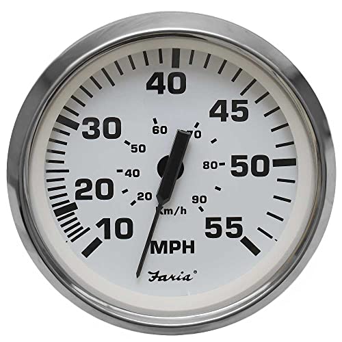 Faria Boat Speedometer Gauge SE9827A | Euro SS White 3 1/4 Inch