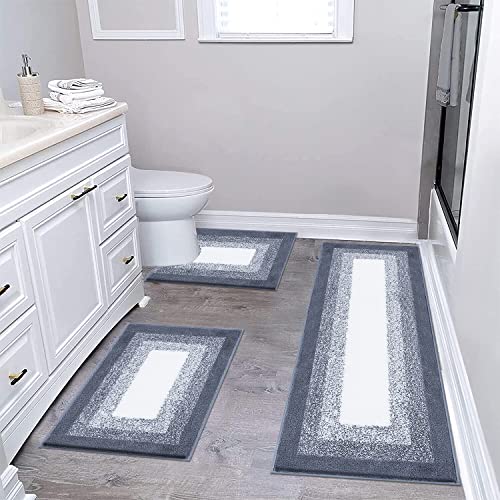 Bsmathom Bathroom Rug Mat Set 3 Piece, Non-Slip Shaggy Bath Mats, Absorbent Microfiber Bath Carpet for Bathroom Floor, Tub and Shower Machine Washable, Dark Grey Bsmathom Bathroom Rug Mat Set 3 Piece, Non-Slip Shaggy Bath Mats, Absorbent Microfiber Bath Carpet for Bathroom Floor, Tub and Shower Machine Washable, Dark Grey