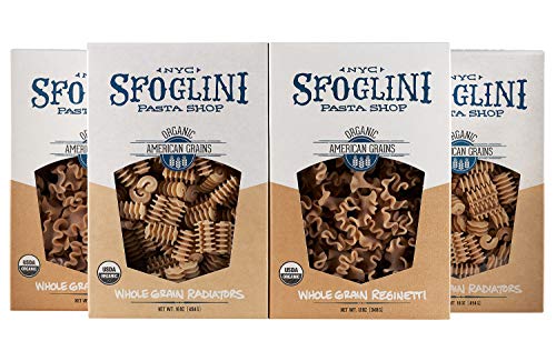 Sfoglini Organic Whole Grain Pasta Variety Pack, Whole Grain Radiators & Whole Grain Reginetti, 4 Count