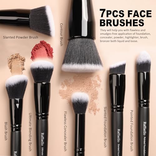 Raffaello B-1 Makeup Brushes 15Pcs Makeup Brush Set Premium Synthetic Powder Foundation Contour Blush Concealer Eye Shadow Blending Liner Make Up Brush Kit thumb #3