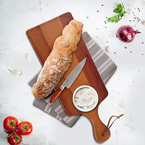 Tabla de cortar rectangular de madera con mango pack x2 miniatura 3