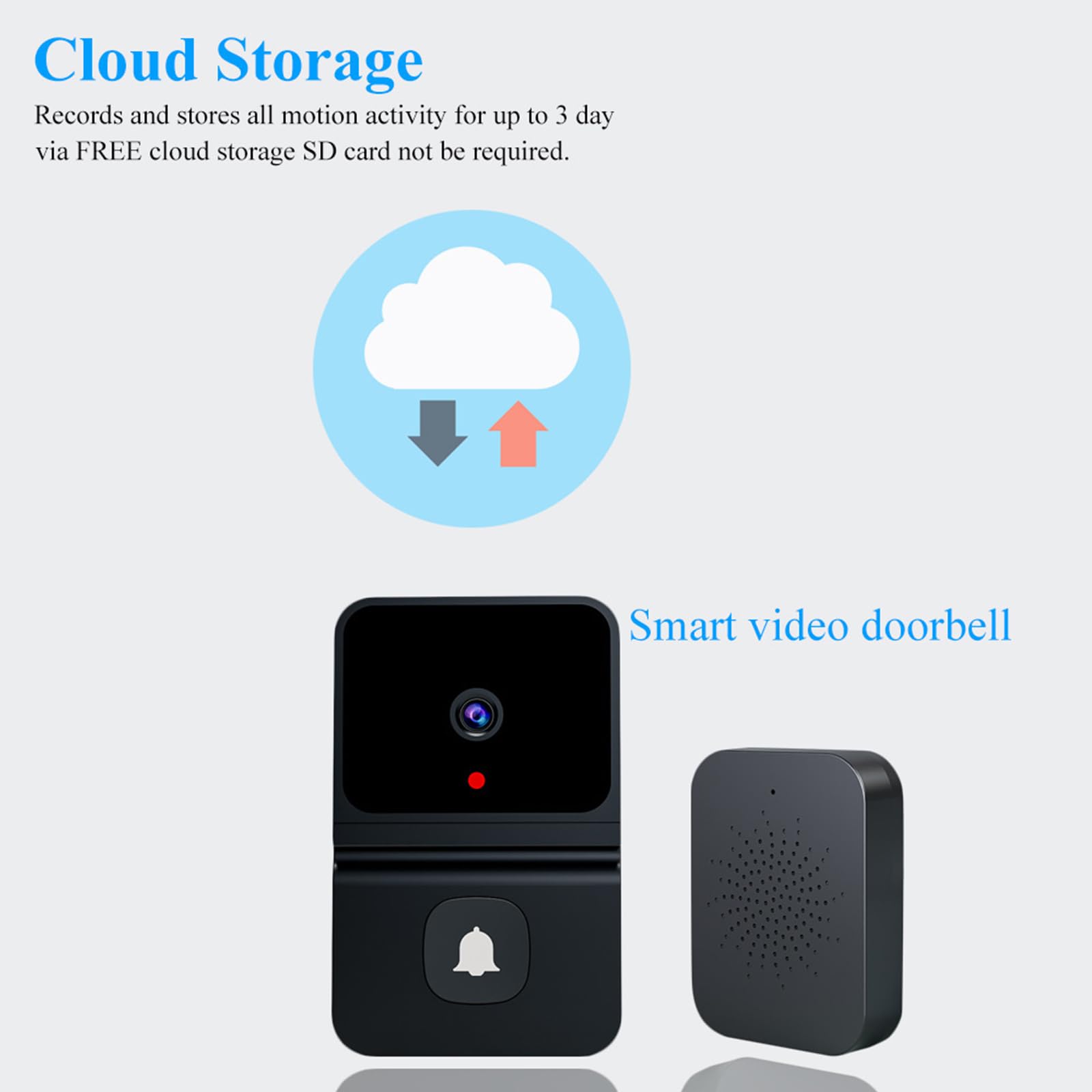 Timbre inalámbrico de video con visión nocturna inteligente, audio de 2 vías, intercomunicador visual WiFi recargable por USB, cámara de seguridad para el hogar, dispositivo doméstico inteligente
