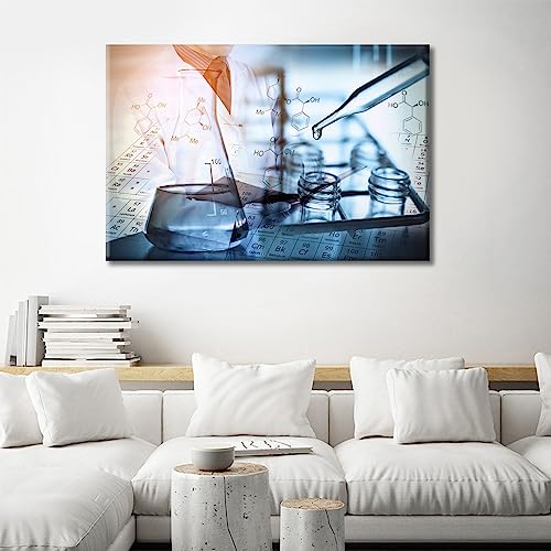 Image of TUMOVO Clinical Laboratoryr Modern Artwork Wall Decor 1 Panel Poster Reagent is Dripped Into the Test Tube Pictures Bathroom Decor Wall Art Print on Canvas Framed Ready to Hang, 24 inch Wx36 H