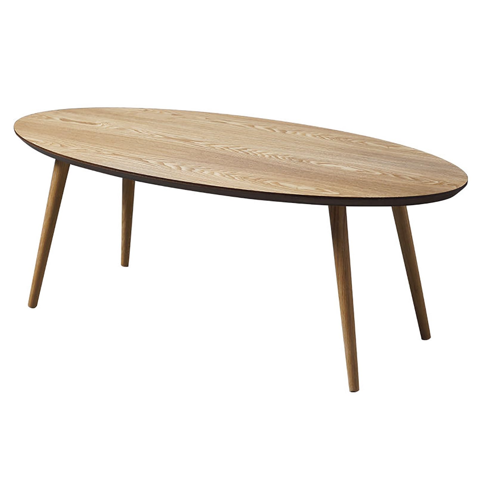 Nowoczesny owalny stolik kawowy z połowy wieku z rustykalnym wzorem wiejskiego stołu MDF i nogami z litego drewna idealny do salonu, sypialni i biura 45 cm wysokość 120 cm x 60 cm wymiary