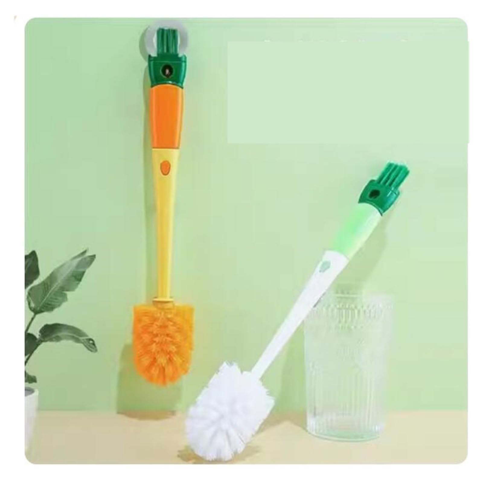 4-in-1 Reinigungsburste fur Wasserbecher und Milchflasche | Kunststoff mit integriertem Stahldraht, Langgriffwerkzeug fur Teetassen und Wasserbehalter(Yellow)