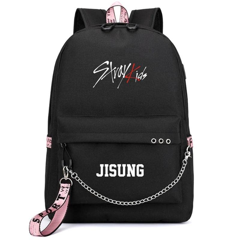 Zaino Libro Di Scuola Nero Rosa Borsa Borse Da Viaggio Zaino per Laptop con Catena