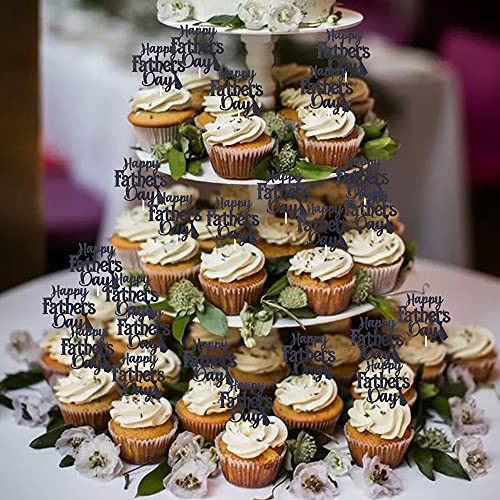 24 Pcs Happy Father's Day Cupcake Toppers With Tie Glitter Best Dad Cupcake Picks For Happy Father's Day Theme Party Cake Decorations Supplies #TOP7