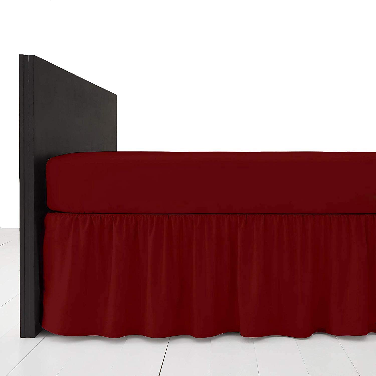 Gold Star Bedding Plain Dyed Poly Cotton Soft Frilled Base Valance Sheets Bed Sheets Covers (Wine, King) — image 1
