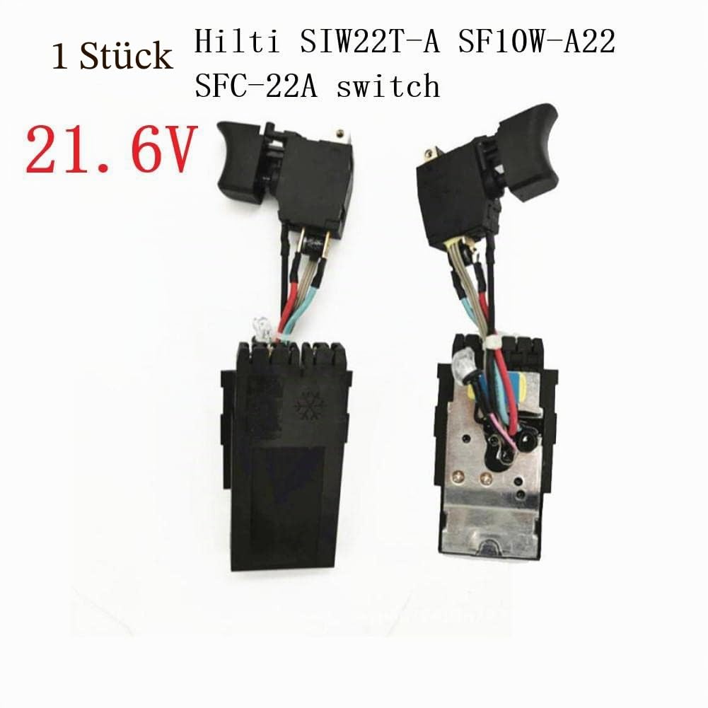 SPORTARC Elektronischer Ein-/Ausschalter für Hilti SF22-A, SFH22-A, SIW22T-A, SF10W-A22, 21,6 V, Schwarz