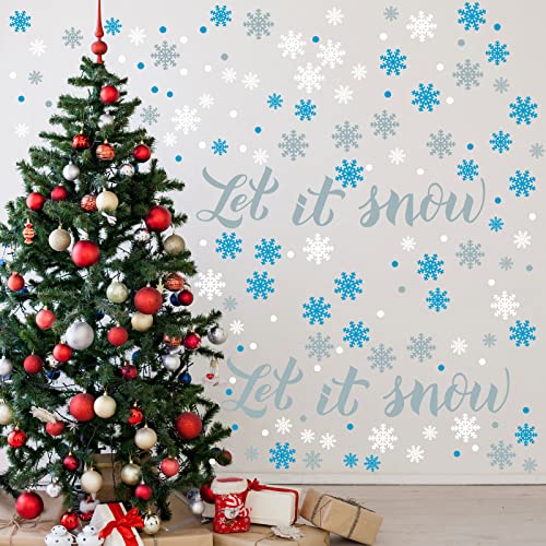 84 Pieces Snowflakes Wall Stickers Frozen Snowflake Wall Decals Silver and Blue Christmas Wall Decals Let it Snow Window Stickers for Home Art Decor Wall Window Bedroom Party Supplies