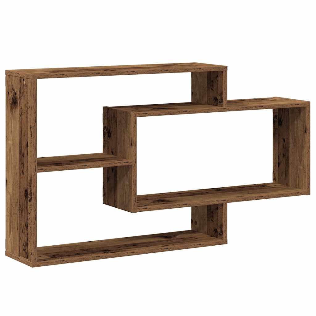 Regał ścienny o wyglądzie starego drewna 104 x 20 x 58,5 cm, materiał drewnopochodny, 3 półki, regał wiszący do salonu, biura, sypialni, regał na książki, uniwersalny