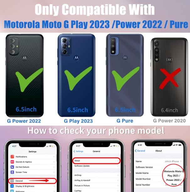 Miniatura 2 de Toycamp Funda de teléfono para Moto G PureG Power 2022G Play 2023 con soporte para anillo, bonita funda de insectos de dibujos animados de mariposa