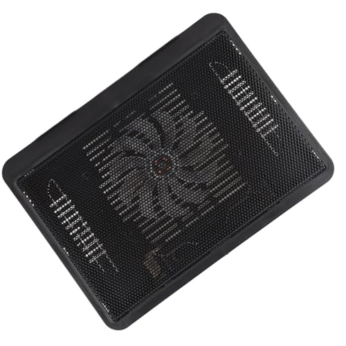 Base refrigeradora para laptop con ventilador grande y concentrador USB, soporte ergonómico para notebooks de hasta 14 pulgadas, diseño silencioso con luces LED azules y caja de almacenamiento para cable USB (Negro) miniatura 7
