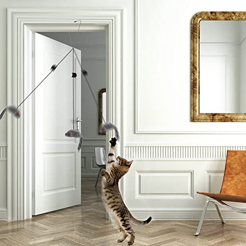 FYNIGO Katzenspielzeug Selbstbeschäftigung Hängende Türrahmen Elastische Maus,Interaktives Dancer Katzenspielzeug Mäuse für Katzenauslauf und gegen Langeweile - Image 7