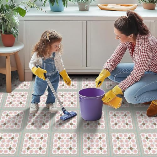 Image of Moroccan Tile Stickers | Waterproof Self Adhesive Peel & Stick Tile Decals for Kitchen Backsplash, Bathroom Wall, Floor, Furniture & Glass (8x8 Inch, Design 22, 36 Pic)