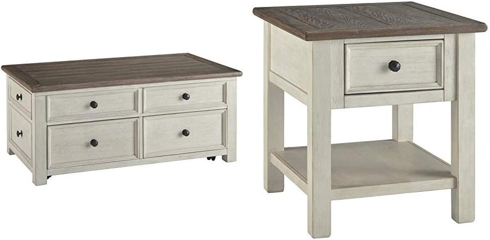 Signature Design by Ashley Bolanburg Lift Top Cocktail Table Two-Tone Bolanburg Rectangular End Table Two-Tone