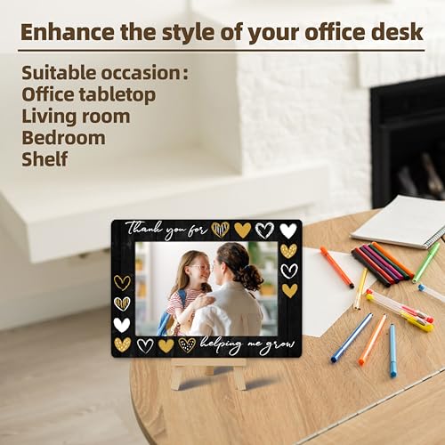 Image of DETIHO Thank You for Helping Me Grow 4x6 Photo Frame, Small Wooden Photo Frame with Easel Stand, Teacher Appreciation Gifts for Table Decor Display -E02