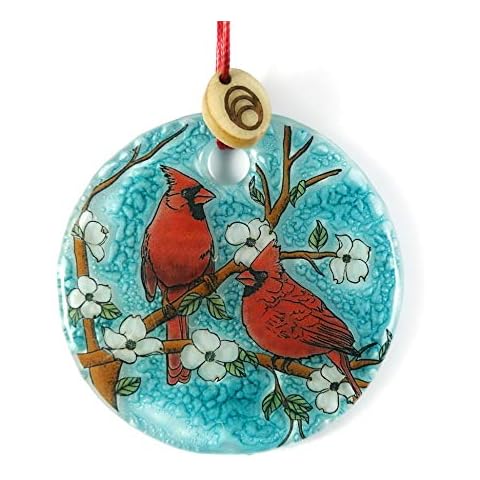 Bolla Glass Art Cardinal Bird Ornament Handmade Decoration Size 2.5 inch Cover