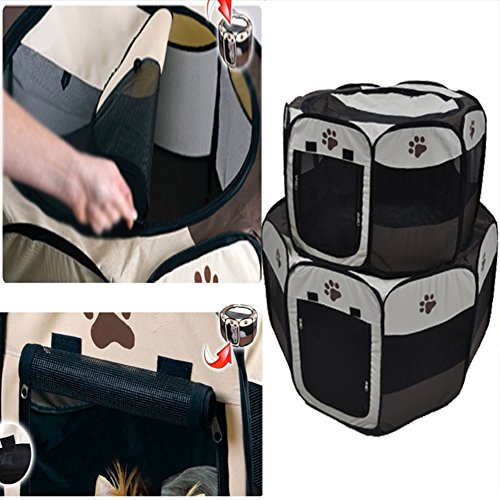 Enjoying Pet Puppy Dog Playpen Exercise Pen Kennel Foldable Portable Dog/Cat/Puppy Exercise Kennel #TOP2