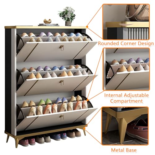 Meuble de rangement à chaussures blanc en bois structure robuste - 4