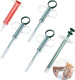 Naturahand 5Pcs Cat Pill Plunger, Green Dog Pill Gun Pet Pill Dispenser Medicine Syringe Puppy Tablet Feeder Liquid Medical Feeding Tool for Small Animals