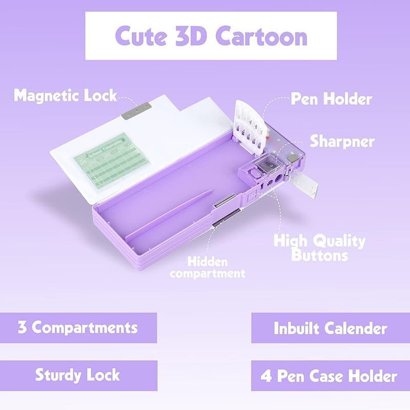 Image of Multifunctional Unicorn Pencil Box for Kids - Magnetic Girls' Return Gift