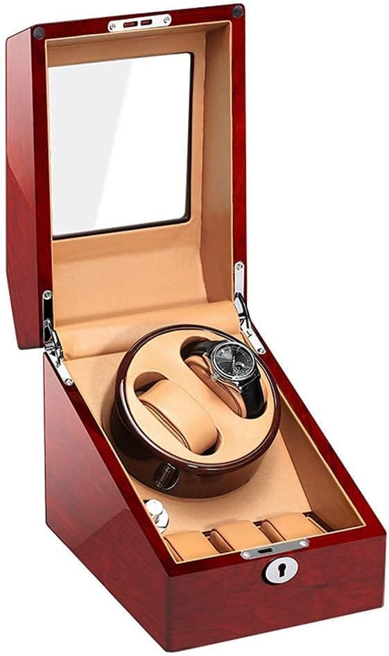 FENOKD Watch Winder Box for 2 Automatic Watches with Extra 3 Watch Storages with Quiet Motor 5 Rotation Mode Settings Winder St