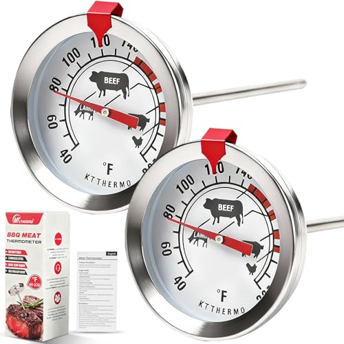Image of Meat Thermometer for Oven 304 Stainless Steel Probe, 40‑220F, 2pc