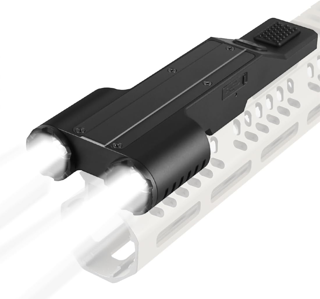 2000 Lumens Tactical Flashlights with Strobe Mode Dual LED Rechargeable Rifle Weapon Light Compatible with Picatinny Rail