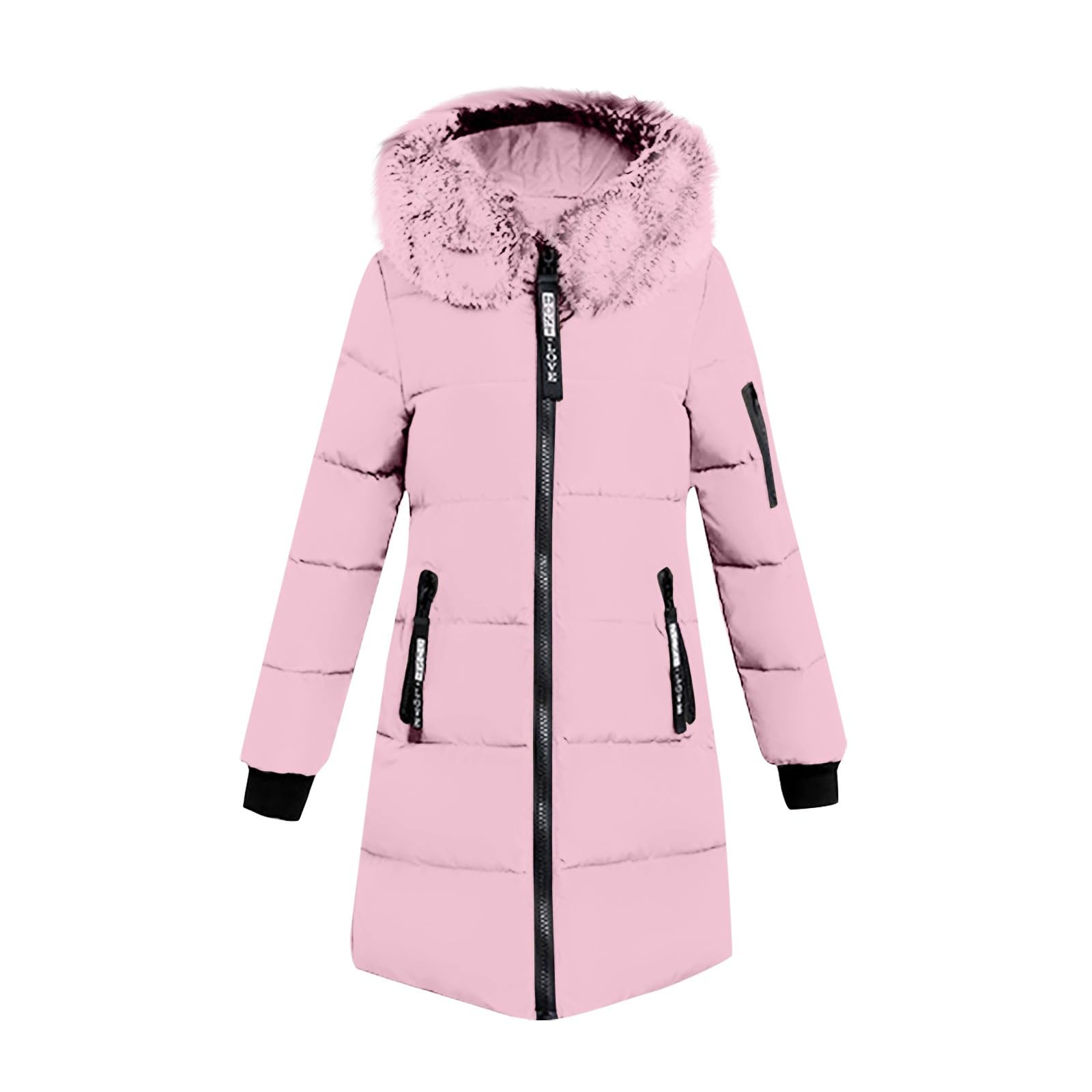 Wintermantel Damen Lang Daunenmantel Warm Steppmantel Einfarbig Winterjacke Mit Taschen Damenmantel Gefüttert Daunenjacke Mit Reissverschluss Steppjacke Elegant Puffer Jacke Winddicht Casual