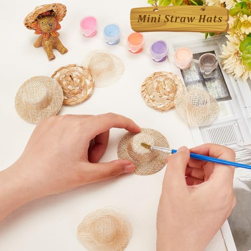 AHANDMAKER 30Pcs Mini Straw Hats Craft Doll Straw Hats Ornaments DIY Craft Woven caps for Garment Decorations Jewelry Accessories - Image 3