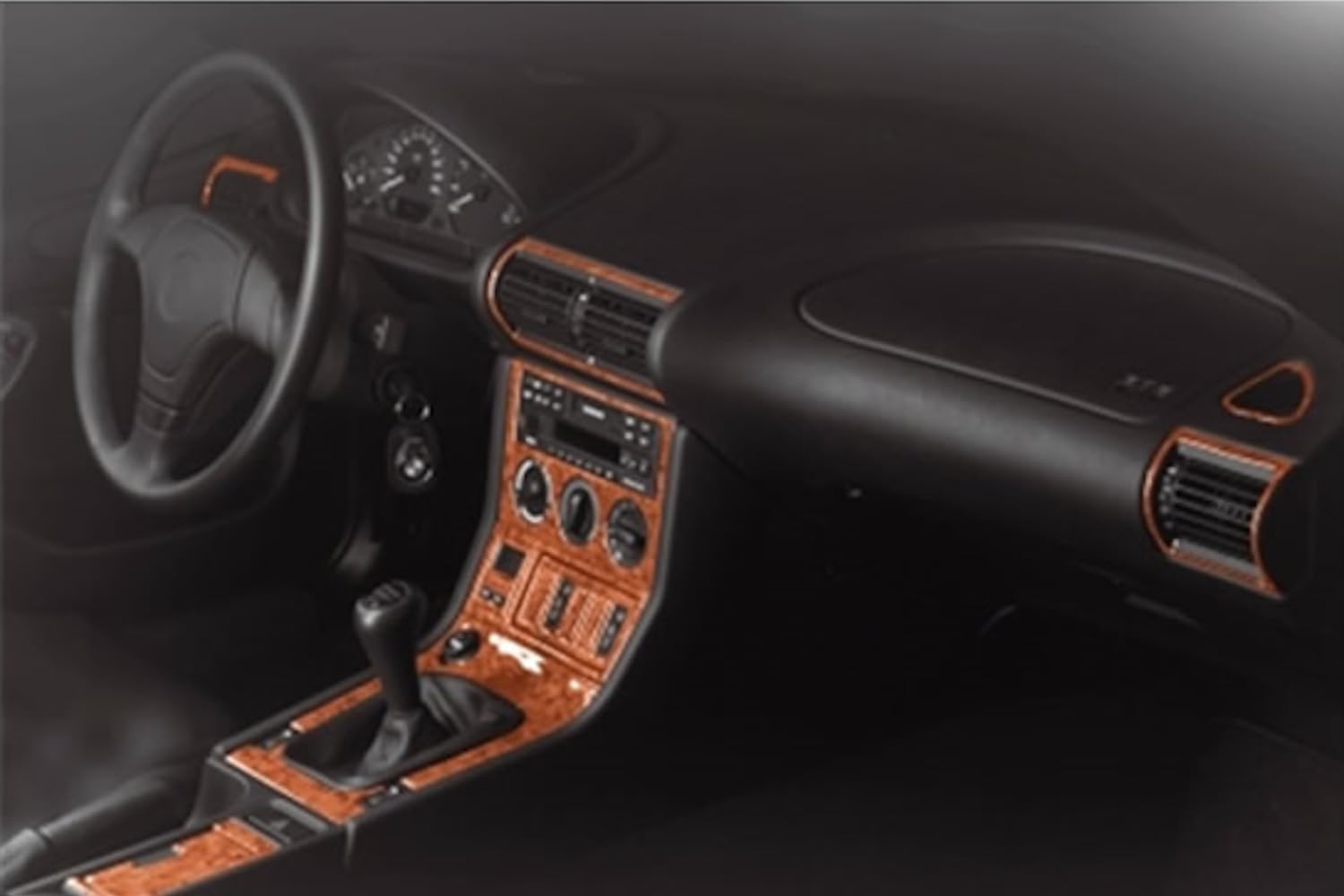 Cockpit Dekor kompatibel mit BMW Z3-Serie (E36/C) Baujahr 03/1996-03/1999 20 Teile | 3D Wurzelholz Optik