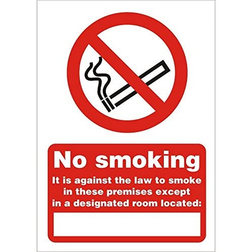 Warning Sign No Smoking Adhesive Plastic 21 x 29.7 cm