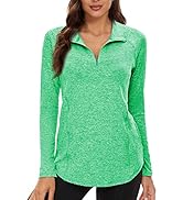 NEYOUQE Women Long Sleeve Quarter Zip Pullover Polo Shirts Athletic Workout Running Golf Tees Hik...