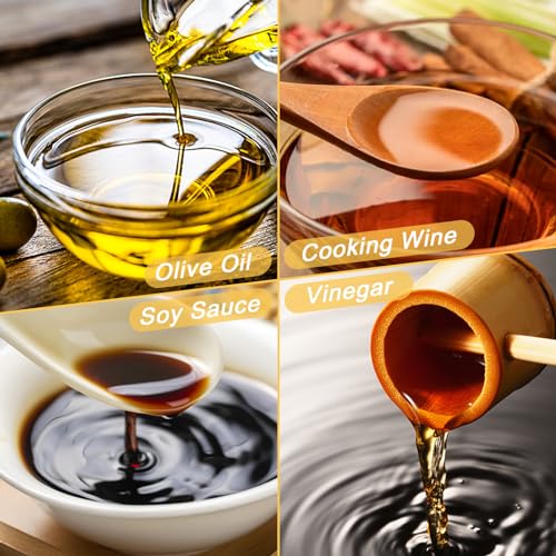 WEILAIDI Olive Oil Dispenser Bottle, 2 Pcs Oil Dispenser for Kitchen, 17 oz Glass Olive Oil Bottle and Vinegar Dispenser Set with 2 Stainless Steel Pourers, 4 Labels,1 Brush and 1 Funnel by WEILAIDI - Image 7
