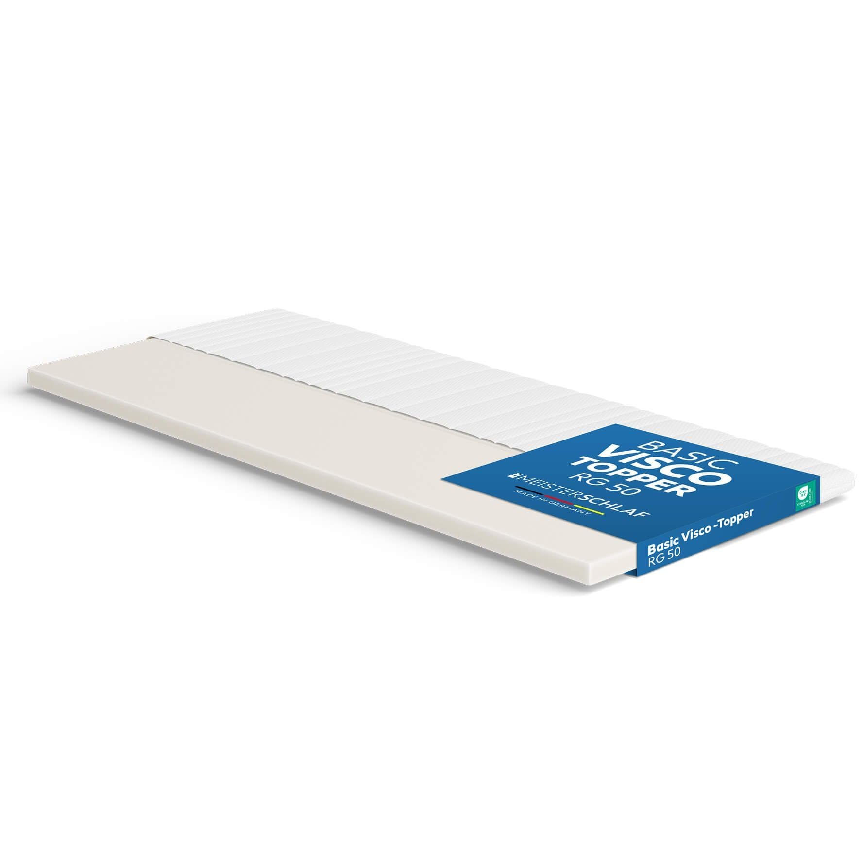 Visco Topper 100 x 200 cm – Suave y cálido – Memory Foam RG 50 – Öko-Tex® Standard 100 – Funda lavable a 60 °C – Cubrecolchón para canapé, sofá y cama – Fabricado en Alemania