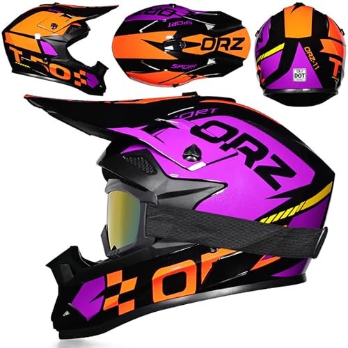 WMDMJT Casque De Motocross Léger Et Respirant, Casque Intégral VTT Descente pour Homme Femme Enfant, Doublure Amovible, Coque en ABS, Casque Moto Tout-Terrain Cross Quad,Purple-S