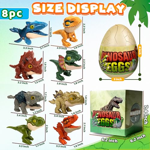 Image of 8 Pack Hatching Dinosaur Eggs for Kids Boys, Travel Toys for Toddlers Kids Dinosaur Party Favors Surprise Toys Birthday Gift for Boys Girls Aged 3 4 5 6 7 8 Year Old Christmas Stocking Stuffer