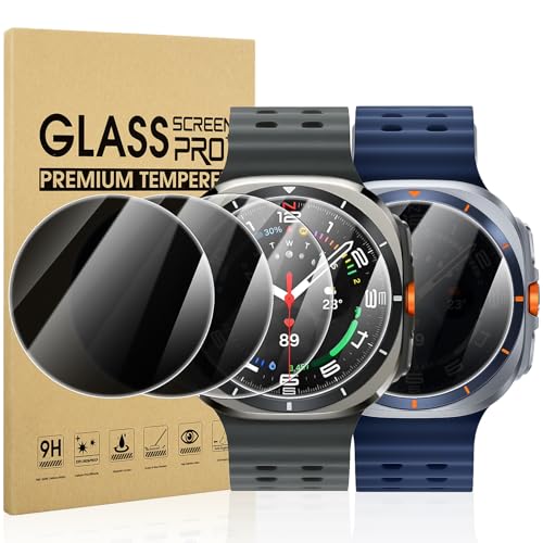 Suoman 4-Pack for Samsung Galaxy Watch Ultra 47mm Privacy Screen Protector [Anti-Peeping] 9H Hardness Tempered Glass Screen Protective Film Ultra 47 mm for Galaxy 8/7 Smartwatches2024-2025
