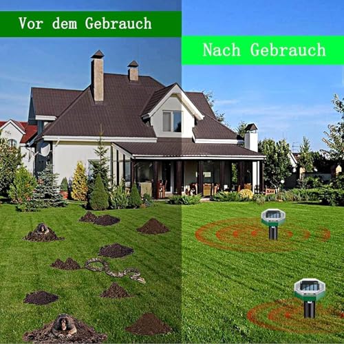 Solar Maulwurf Vertreiber 8 Stück, Multifunktion Ultraschall Maulwurf Vertreiber, Wasserdicht IP65,Solar Maulwurf Vertreiben für Nagetier,Maulwurf