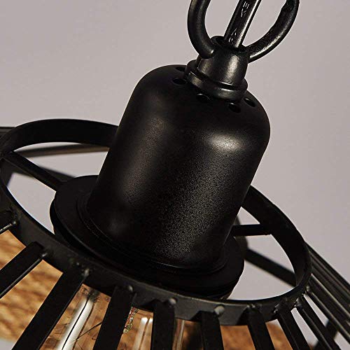 Lustre rétro loft industriel en fer et corde de chanvre E27 - 5