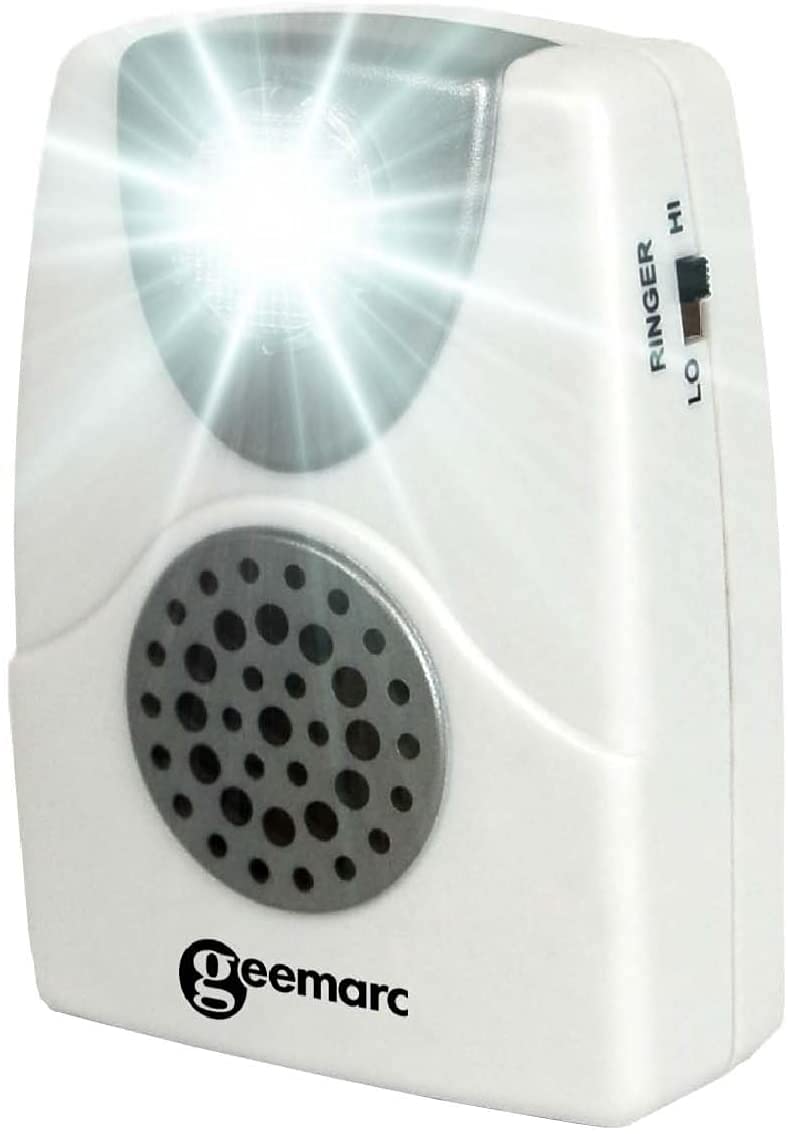 Geemarc CL11 - Telephone Ringer Amplifier with Bright Flashing Light - Works with Landline Phones - Wall Mountable - Ideal for Noisy Environments and Hearing Impaired People, White