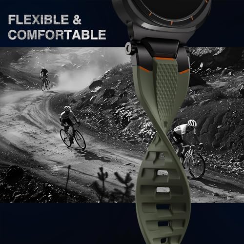 Image of ULTIMAL Watch Band for Samsung Galaxy Watch Ultra 47mm (2025 /2024) Compatible with Samsung Watch Strap Bands for Men Sport Bands for Watch Rugged Premium TPU & Metal (Black+Green)