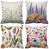 【Artisanat & Composition】4 Housse Coussin Canape Carrées 45x45 Pas de Remplissage. Finitions main pouvant entraîner des variations de 1-2cm. Couleurs pouvant présenter des différences subtiles dues aux réglages d'écran.