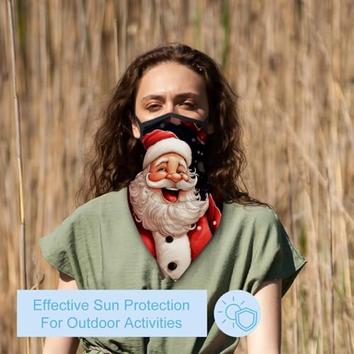 4 Pieces Father Christmas Santa Claus Neck Gaiter Bandana Face Mask, Sun Cooling Scarf Gator Cover Head for Men Women3