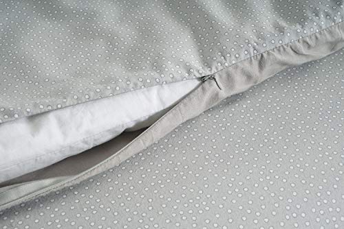 Image of LANE LINEN 100% Organic Cotton Duvet Cover Set Full /Queen Size Grey (White Dot), Pure Organic Cotton Long Staple Percale Weave Ultra Soft, Breathable