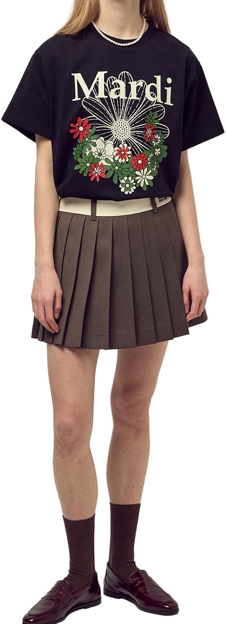 Women's FlowerMardi Jardin Graphic T-Shirt - 100% Cotton Relaxed Fit