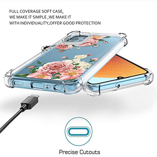 Osophter for Galaxy A32 4G Case with 2pcs Screen Protector Clear Transparent Reinforced Corners TPU Shock-Absorption Flexible Phone Cover for Samsung Galaxy A32 4G 6.4"(Big Rose Flower) - image 6