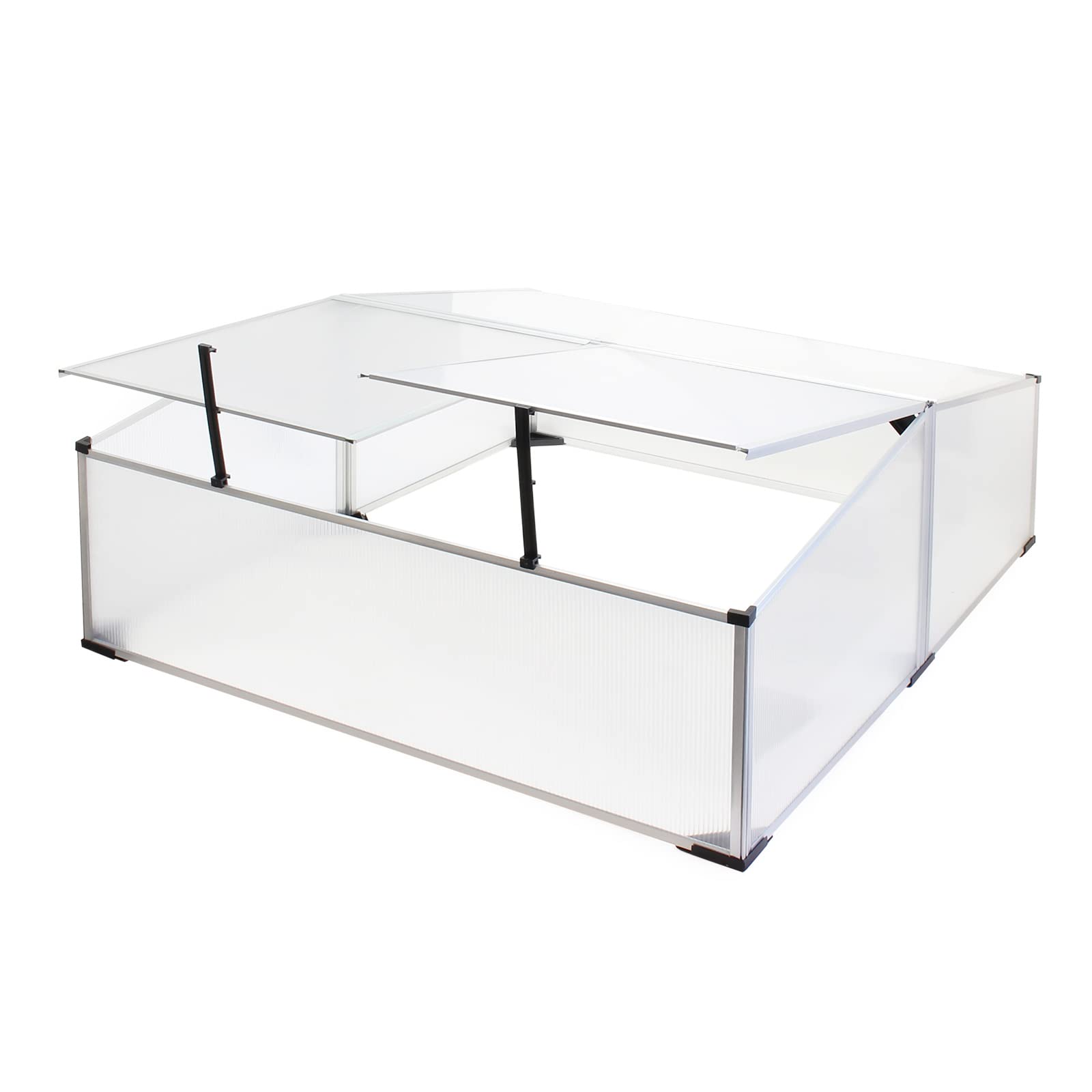 Wiltec Mini serra in policarbonato trasparente e alluminio 100x120x40cm, tetto 3 aperture