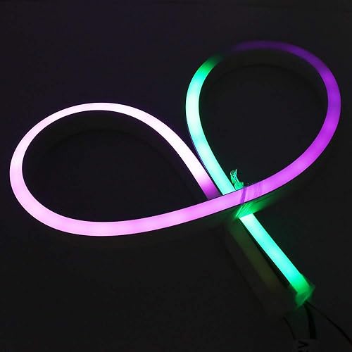 Miniatura 5 de Xunata Cuerda de luz de neón RGB, 16.4 pies, inteligente direccionable, tira de luz de neón LED, DC 5V SK6812 60LEDsm, impermeable, cambio de color,